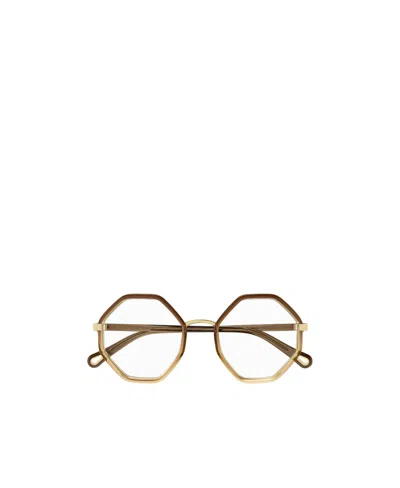Chloé Transparent Octagonal-frame Glasses In Brown