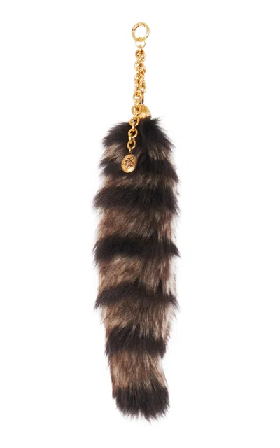 Chloé Treasure Tails Lambskin Shearling Charm In Brown