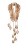 Chloé Treasure Tails Lambskin Shearling Scarf In Brown