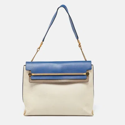 Pre-owned Chloé Tri Color Leather Large Clare Shoulder Bag In Multicolor