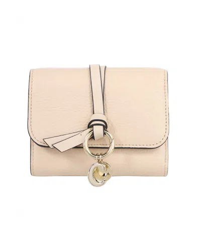 Chloé Tri-fold Alphabet Wallet In Beige