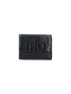 Chloé Logo Embossed Cardholder Wallets In Black  