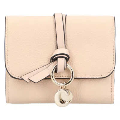 Chloé Tri-fold Wallet Alphabet Beige