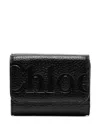 Chloé Logo Embossed Cardholder Wallets In Black