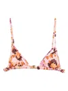 Chloé Floral Triangle Bikini Top With Adjustable Straps In Neutral