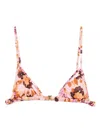 Chloé Floral Triangle Bikini Top With Adjustable Straps In Pink