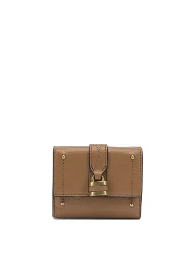 Chloé Trifold Mini Paddington Wallets & Card Holders Beige In Brown