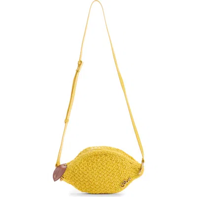 Chloé Tropicus Embellished Leather-trimmed Woven Shoulder Bag In Yellow