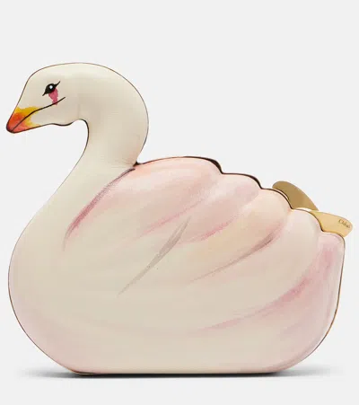 Chloé Tropicus Leather Clutch In White