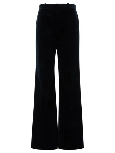 Chloé High-waisted Flare-fit Wool Pants In Blue
