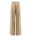 Chloé Shirred High-rise Wool Gabardine Wide-leg Pants In Beige