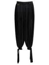 Chloé Black Pants With Ruced Details And Tied Cuffs In Silk Woman In Black