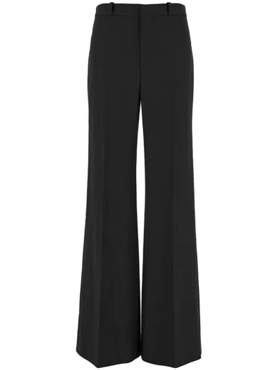Chloé Women Black Pants With High Waist And Wide Leg In Viscose Blend Stretch Woman
