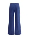 Chloé Flare Cotton Pants Belt Loops In Deep Blue