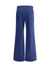 Chloé Flare Cotton Pants Belt Loops In Deep Blue