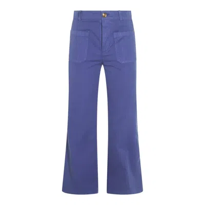 Chloé Cotton Cropped Trousers In Blue
