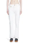 Chloé Bovine And Polyester Blend Trousers In White