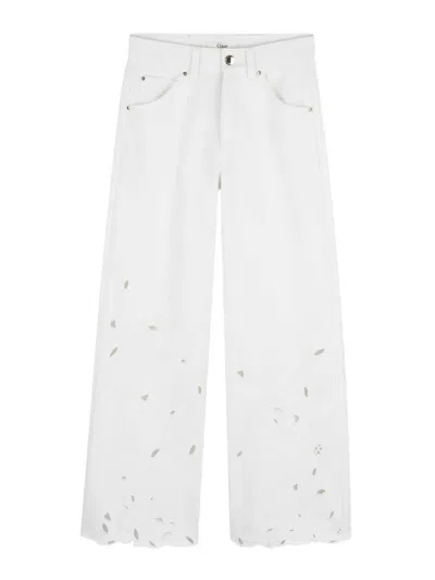Chloé Kids' Trousers With Embroidery In White