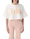 Chloé Women Cropped Boxy Logo T-shirt In White