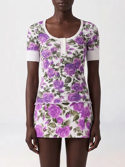 Chloé Tシャツ  レディース カラー ホワイト In Purple