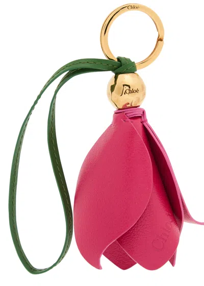 Chloé Chloe Tulip Leather Bag Charm In Pink