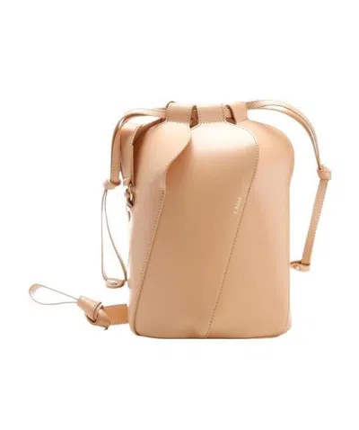 Chloé Tulip Leather Bucket Bag In Brown