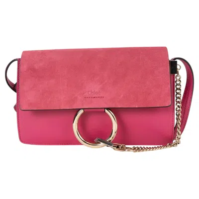 Pre-owned Chloé Chloe Tulip Red Pink Suede Leather Faye Small Crossbody Bag