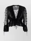 Chloé Tulle Top With Drawstring Waist And Ruffle Detailing In Black