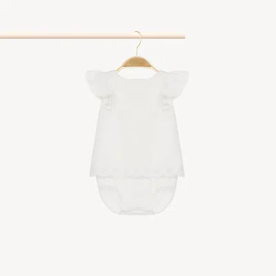 Chloé Tunic Dress & Bloomers Set White Size 9-12 100% Cotton