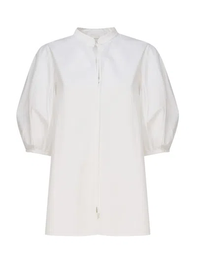 Chloé Tunic Style Shirt With Ribbon In Bianco