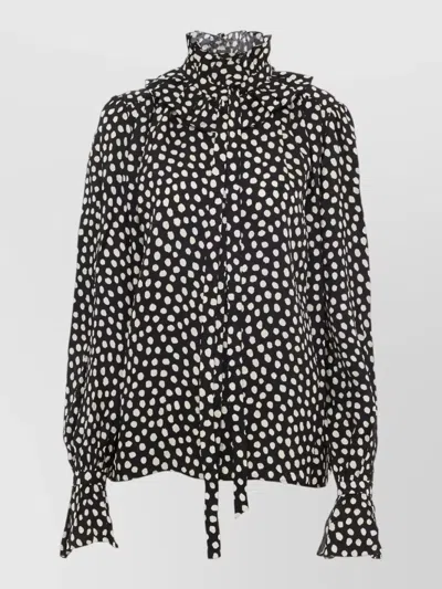 CHLOÉ TURTLE NECK SHIRT POLKA DOTS RUFFLED COLLAR