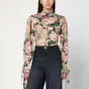 Chloé Turtleneck Jersey Wool Sweater With Floral Print