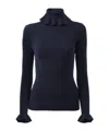 Chloé Ribbed-knit Cotton And Wool Turtleneck Sweater In Blue
