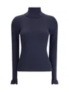 Chloé Chloè Wool And Cotton Turtleneck Pullover In Blue