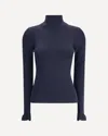 Chloé Chloè Wool And Cotton Turtleneck Pullover In Blue