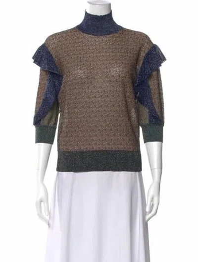 Pre-owned Chloé Turtleneck Three-quarter Sleeve Top