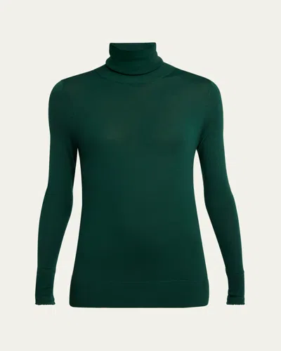 Chloé Turtleneck Wool Sweater In Deep Pine