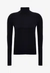 Chloé Turtleneck Superfine Wool Knit Sweater In Navy