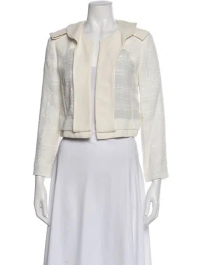Pre-owned Chloé Tweed Pattern Evening Jacket In White