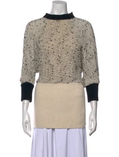 Pre-owned Chloé Tweed Pattern Mock Neck Sweater