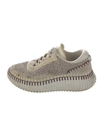 Pre-owned Chloé Tweed Pattern Sneakers In Neutral