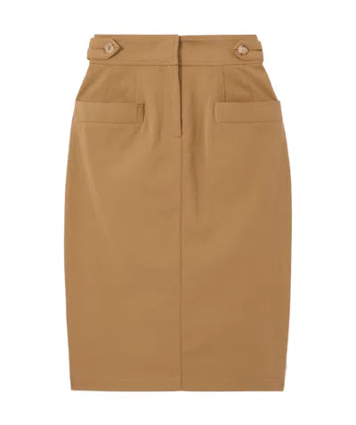 Chloé Twill Midi Skirt In Brown