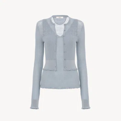 Chloé A Two-piece Set Consisting Of A Vest And A Cardigan In Blue