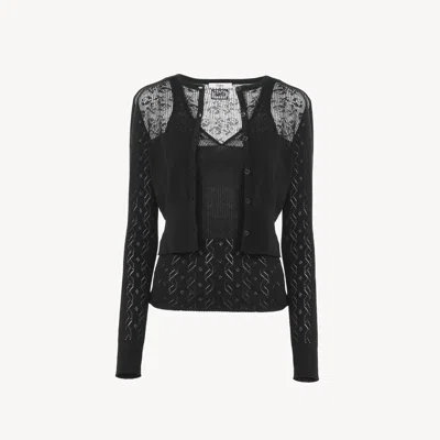 Chloé Twin Set In Cotton Knit Black Size S 100% Cotton, Pinctada Maxima, Farmed, Coo Australia