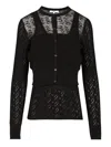 Chloé Transparent Design Cotton Sweater With Front Button Closure In Black