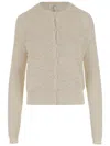 Chloé Twin Set In Cotton-silk Knit With Lace-effect Cardigan In Brown