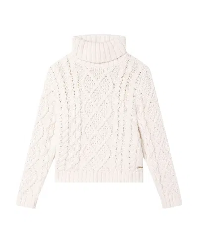 Chloé Twisted Knit Turtleneck Sweater In White