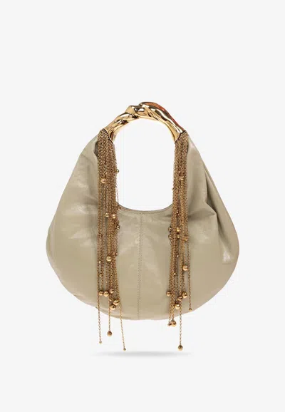 Chloé Twisted Shell Leather Hobo Bag In Sand