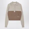 Chloé Two-tone Wool And Cashmere Cable-knit Sweater Women In Brown