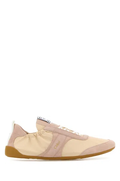 CHLOÉ CHLOE TWO TONE CANVAS AND LEATHER CHLOÃ¨ KICK SNEAKERS